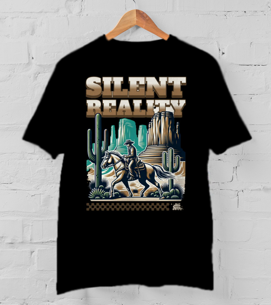 Silent Reality Cowboy Landscape With Cactus And Buttes T-Shirt