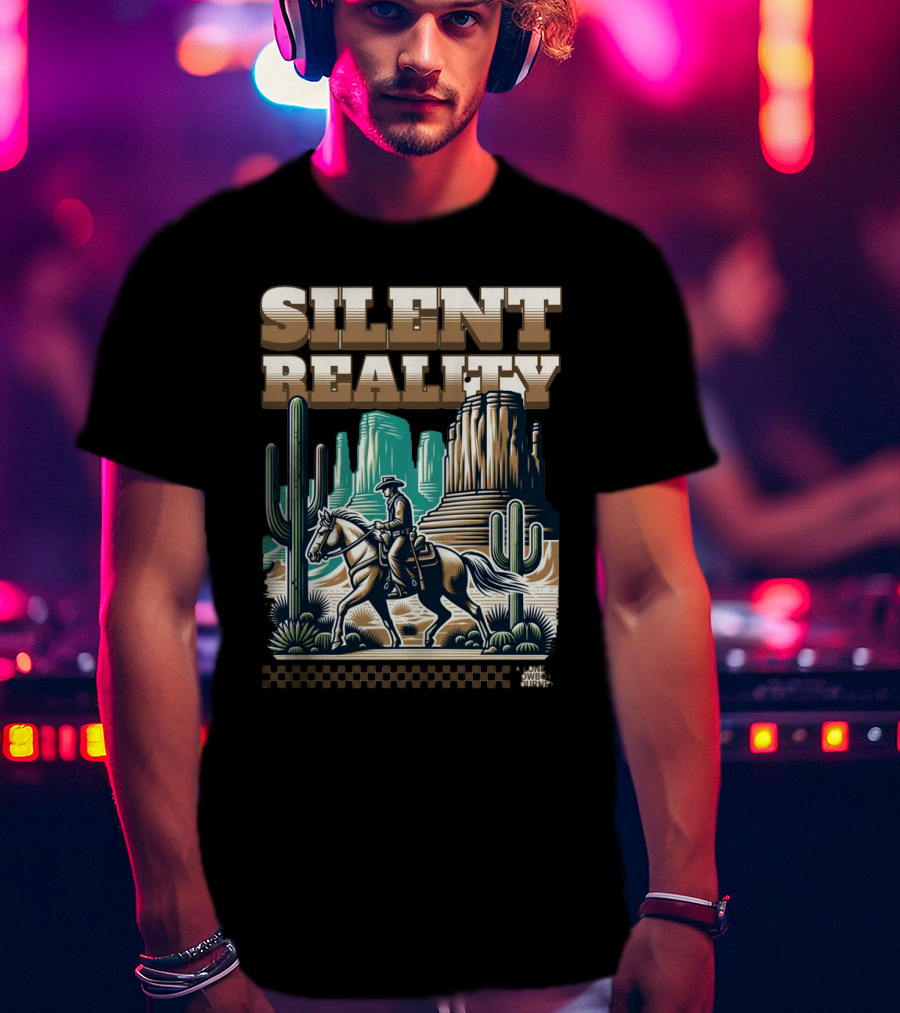 Silent Reality Cowboy Landscape With Cactus And Buttes T-Shirt