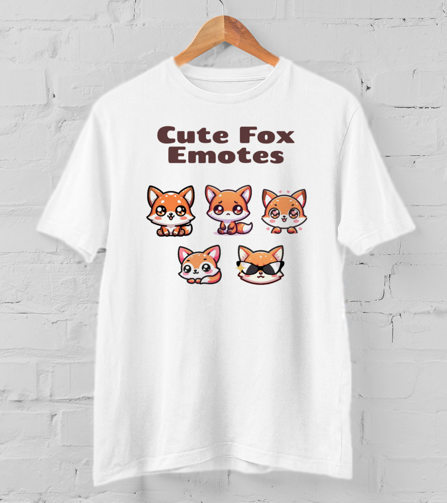Cute Fox Emotes Collection Playful Expressions T-Shirt