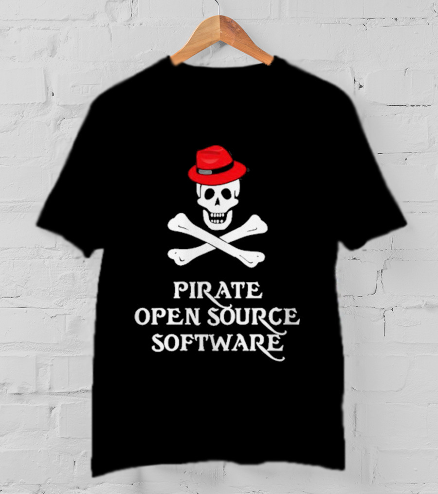 Jeff Geerling Pirate Open Source Software Skull With Red Hat T-Shirt