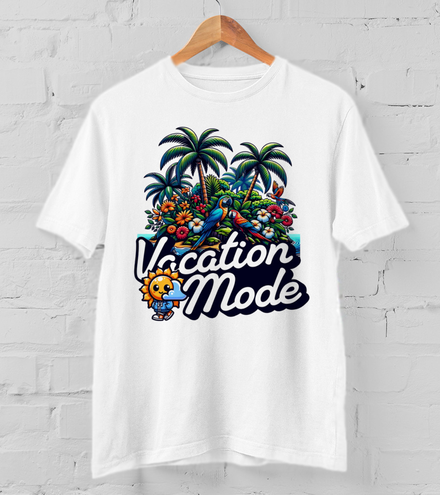 Vacation Mode Tropical Paradise Parrots And Palms T-Shirt