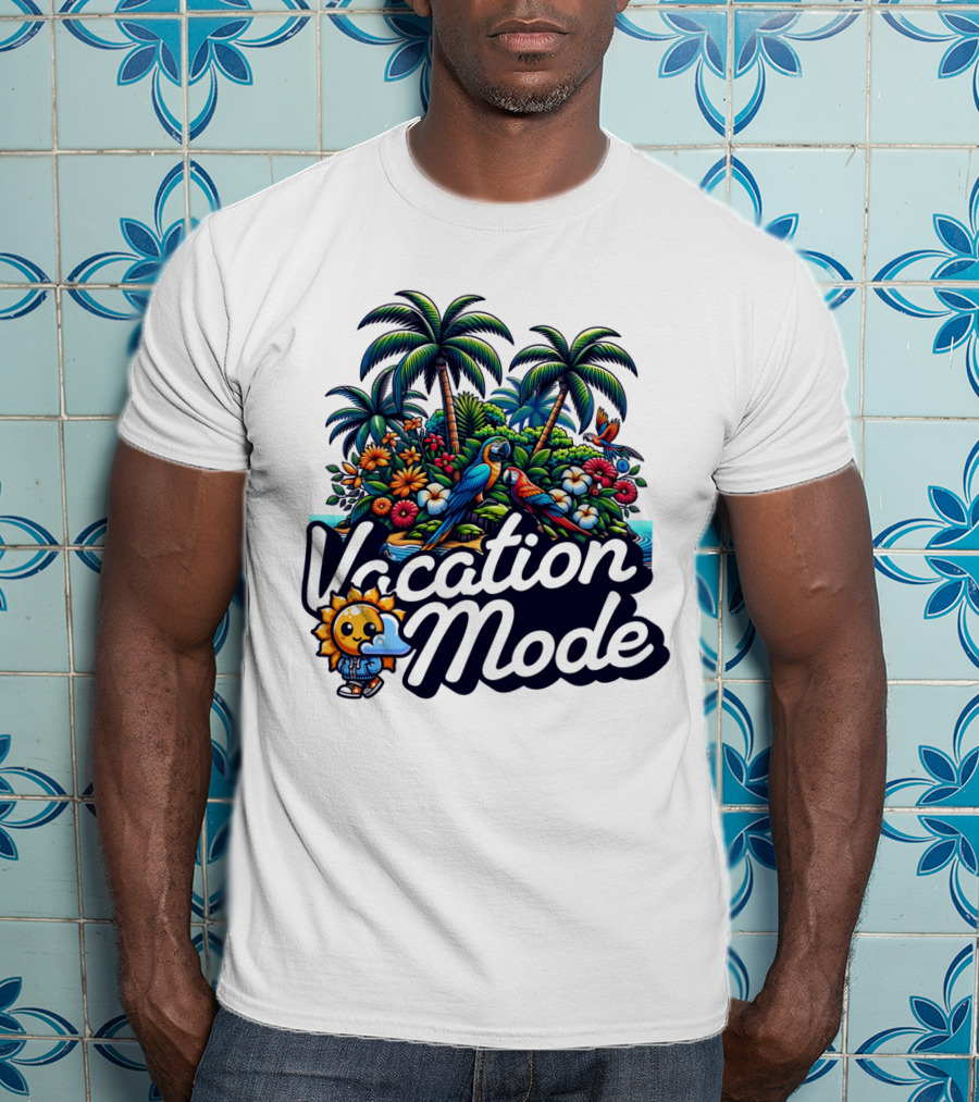 Vacation Mode Tropical Paradise Parrots And Palms T-Shirt