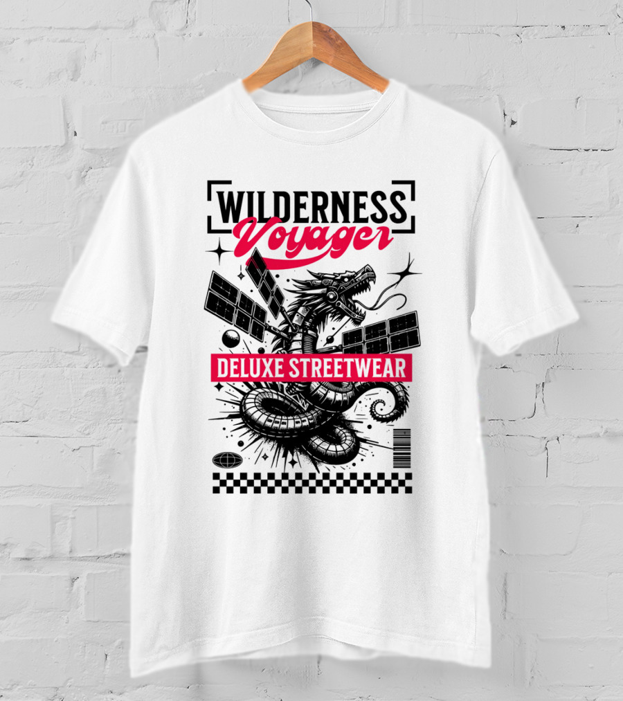 Wilderness Voyager Deluxe Streetwear Dragon Satellite T-Shirt