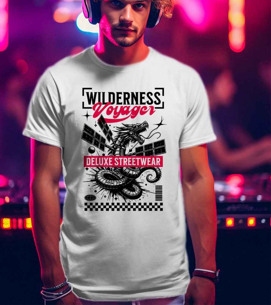 Wilderness Voyager Deluxe Streetwear Dragon Satellite T-Shirt