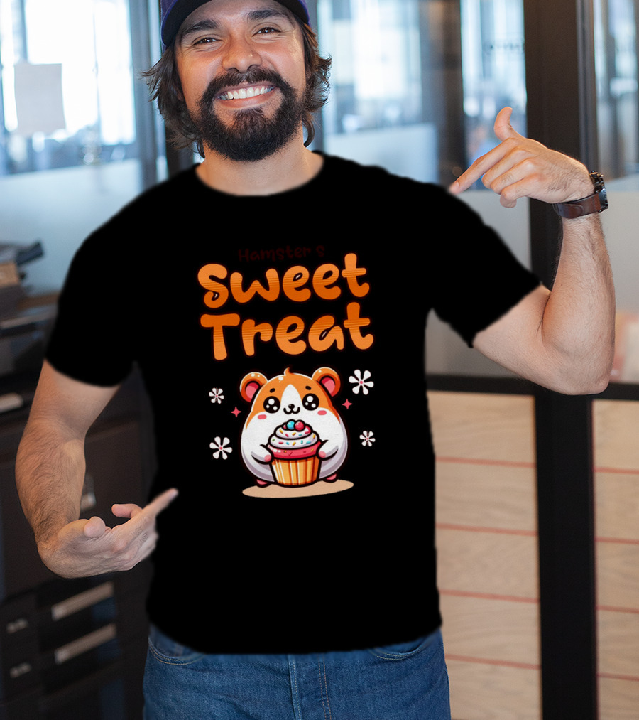 Hamster's Sweet Treat Cupcake Cute Creamy Delight T-Shirt