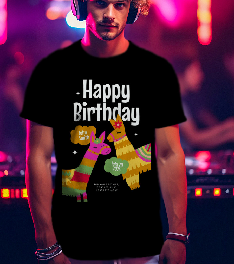Happy Birthday John Smith Llamas July 20 2025 T-Shirt