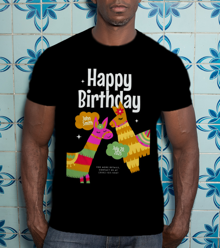 Happy Birthday John Smith Llamas July 20 2025 T-Shirt