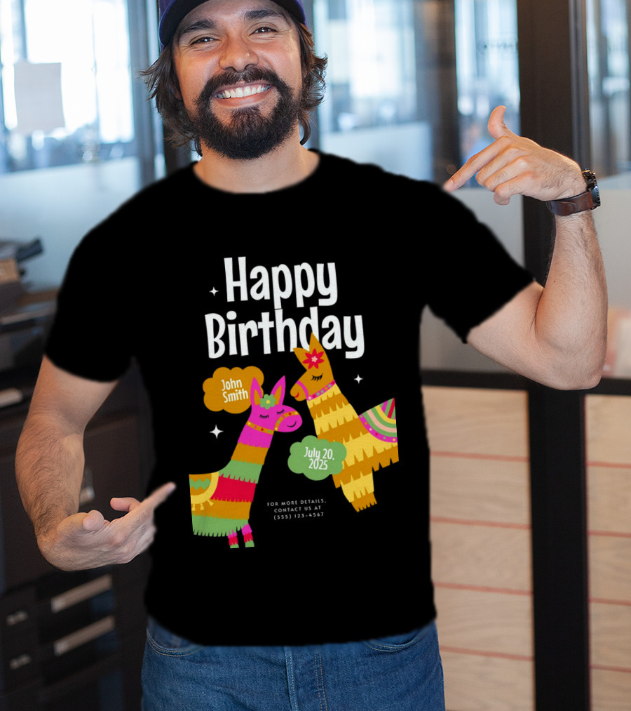 Happy Birthday John Smith Llamas July 20 2025 T-Shirt