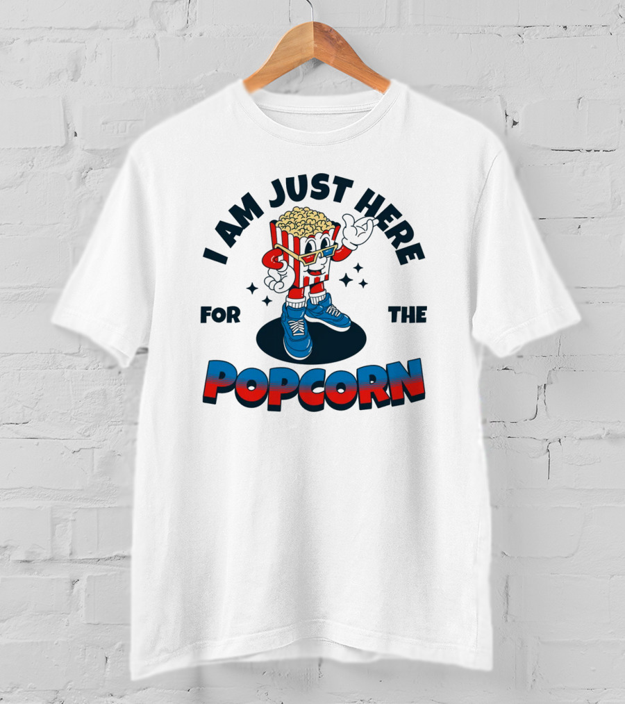 I Am Just Here For The Popcorn Retro Mascot T-Shirt
