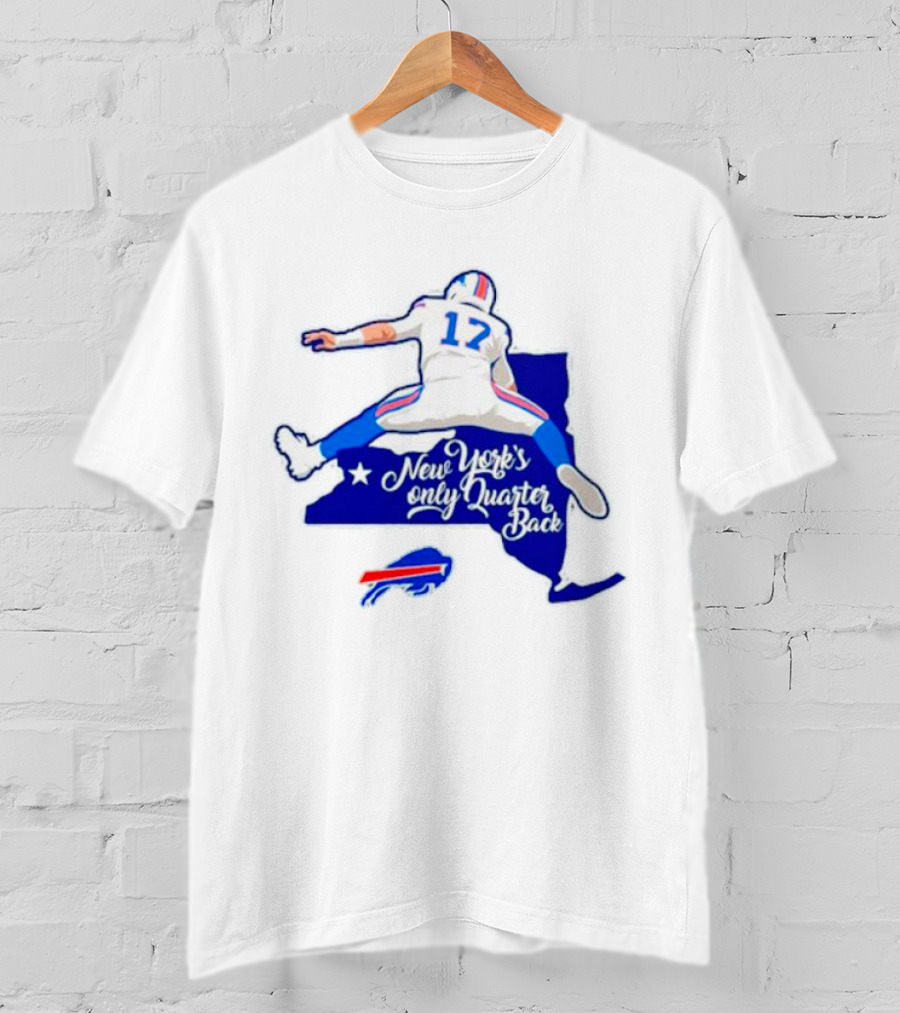 Buffalo Bills 17 New York's Only Quarterback With Iconic Jump And Team Colors T-Shirt