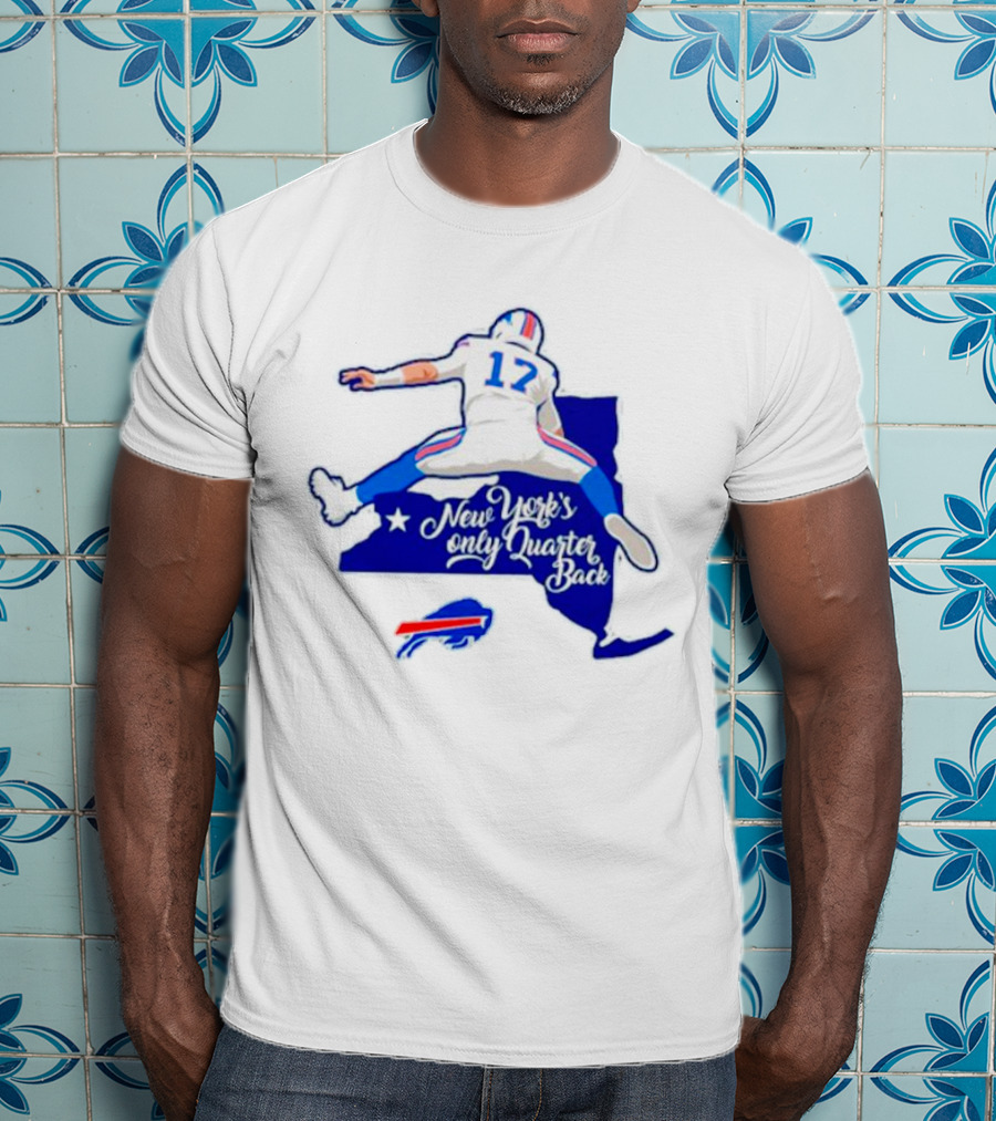 Buffalo Bills 17 New York's Only Quarterback With Iconic Jump And Team Colors T-Shirt