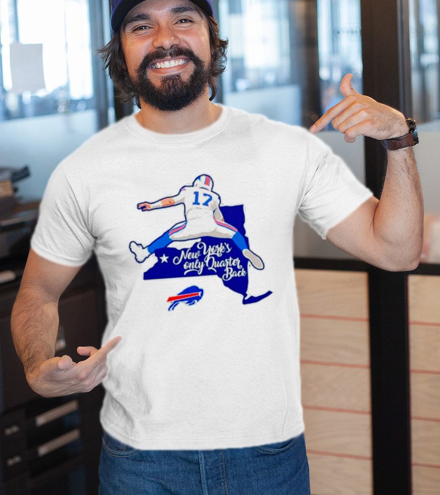Buffalo Bills 17 New York's Only Quarterback With Iconic Jump And Team Colors T-Shirt