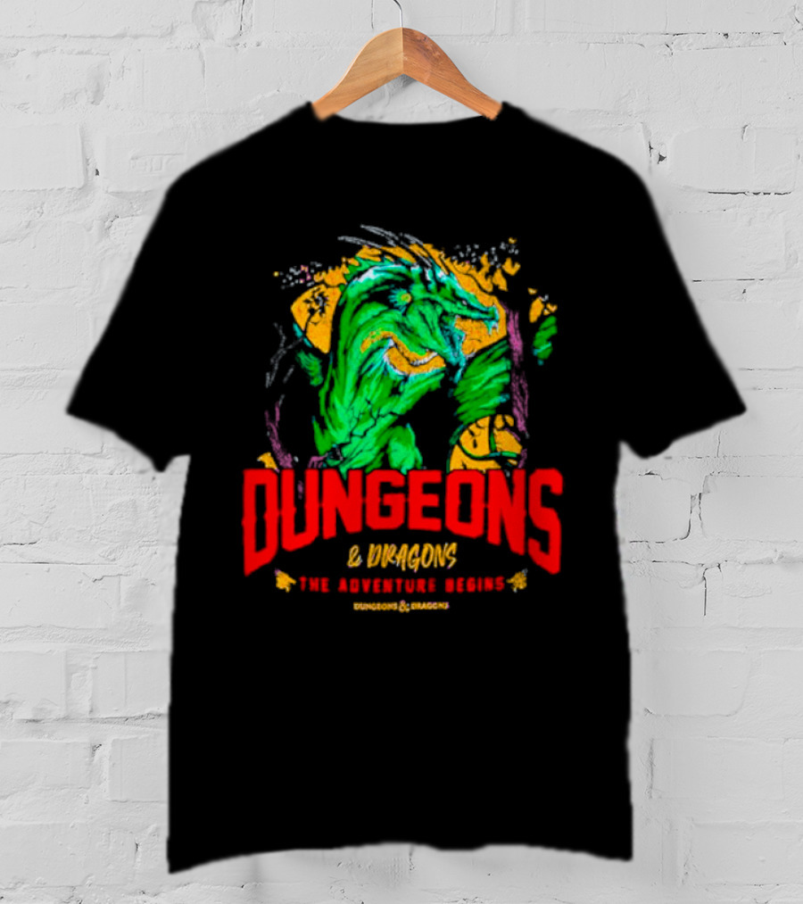 Dungeons And Dragons The Adventure Begins Green Dragon Fantasy T-Shirt