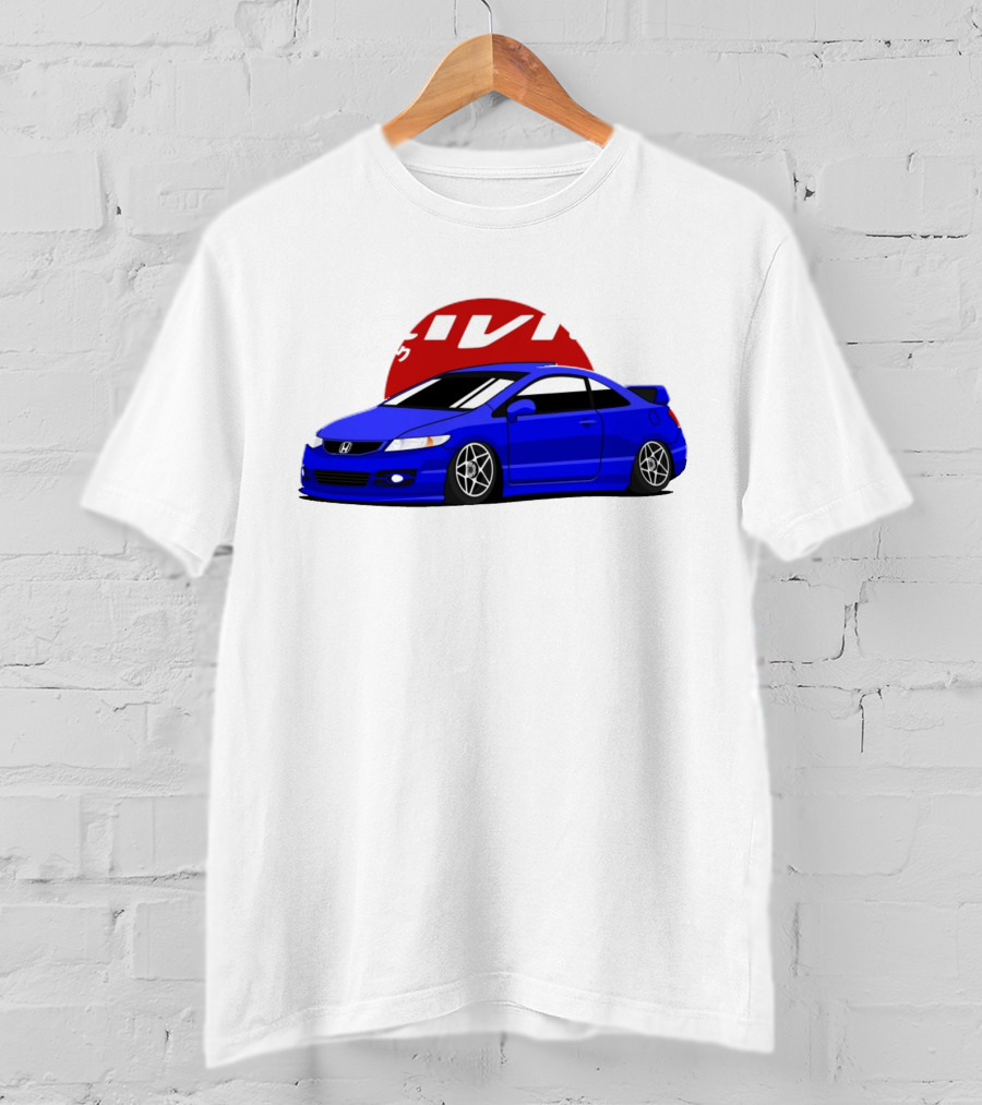 Civic SI JDM Cars Blue Honda With Japanese Characters T-Shirt