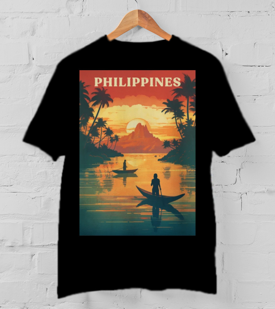 Philippines Sunset Canoe Adventure Tropical Paradise Scene T-Shirt