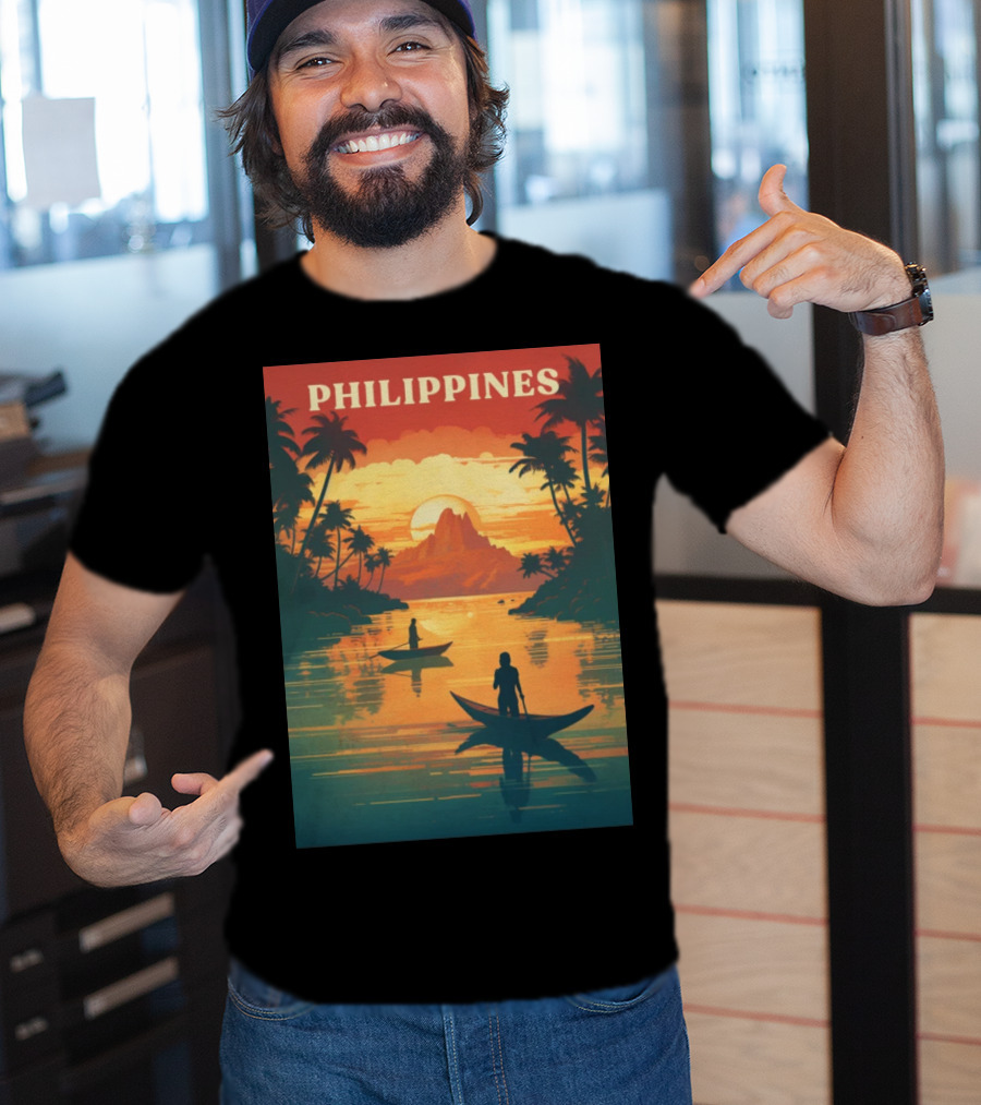 Philippines Sunset Canoe Adventure Tropical Paradise Scene T-Shirt