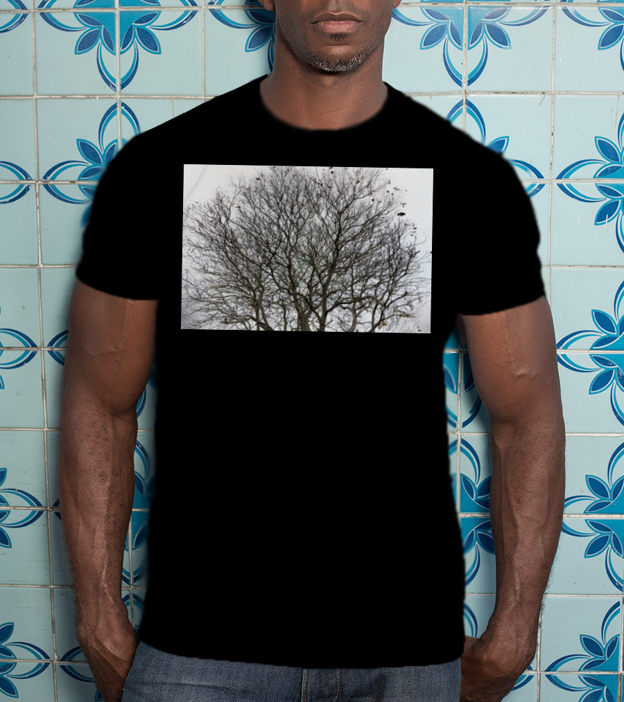 Winters Tracery Bare Tree Branches In Overcast Grey Sky T-Shirt