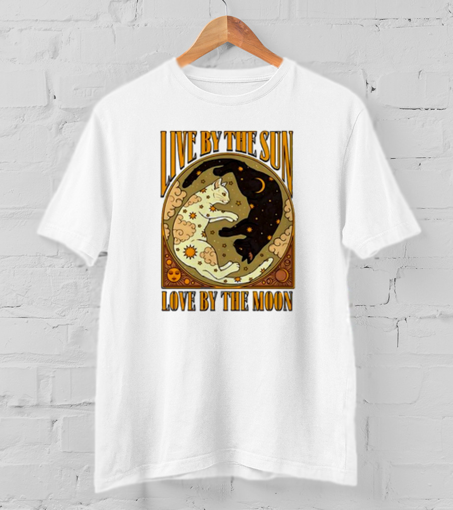 Live By The Sun Love By The Moon Retro Cats T-Shirt
