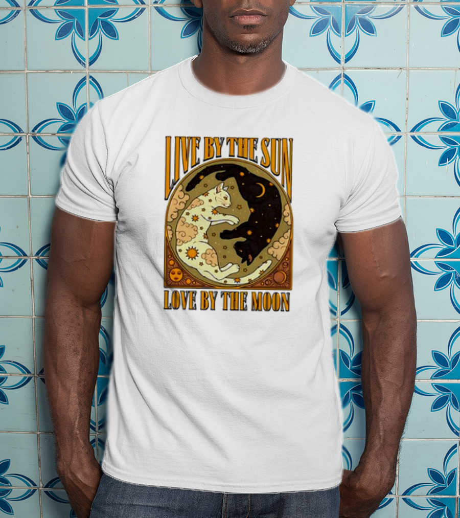 Live By The Sun Love By The Moon Retro Cats T-Shirt