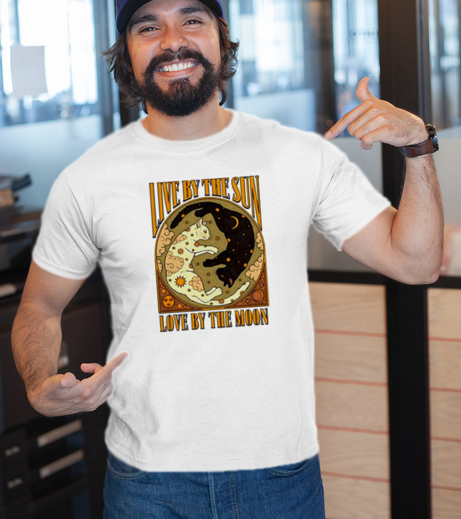 Live By The Sun Love By The Moon Retro Cats T-Shirt