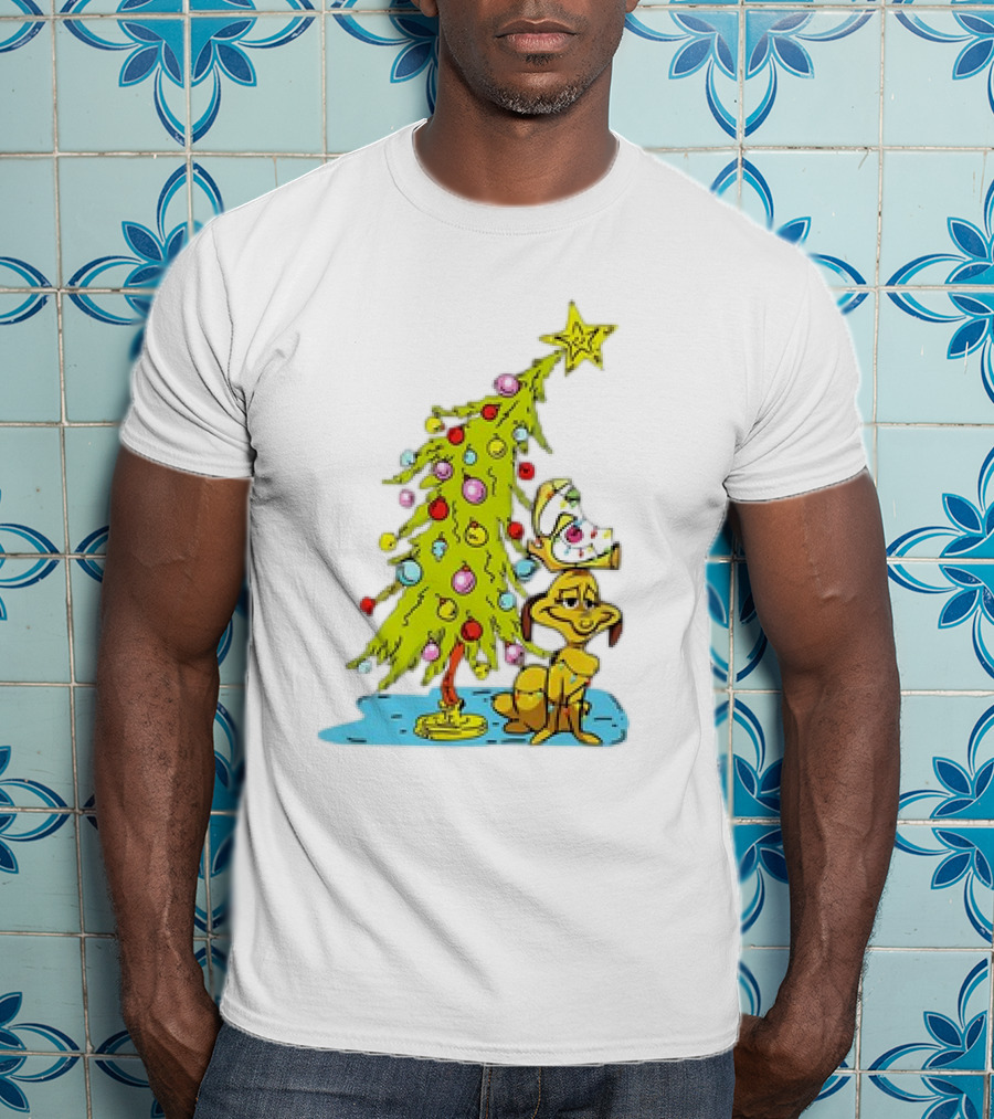 Christmas With Max Dog And Whoville Tree With Lights T-Shirt