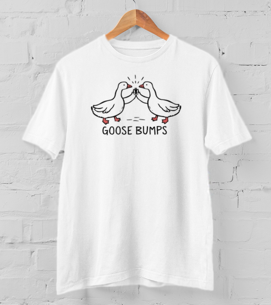 Goose Bumps Aesthetic Cute Goose High Five Playful T-Shirt