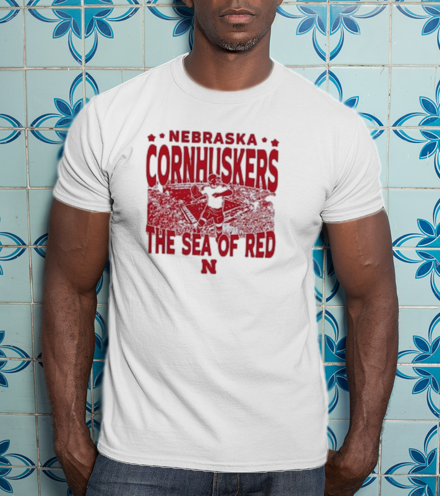 Nebraska Cornhuskers The Sea Of Red Stadium Scene T-Shirt