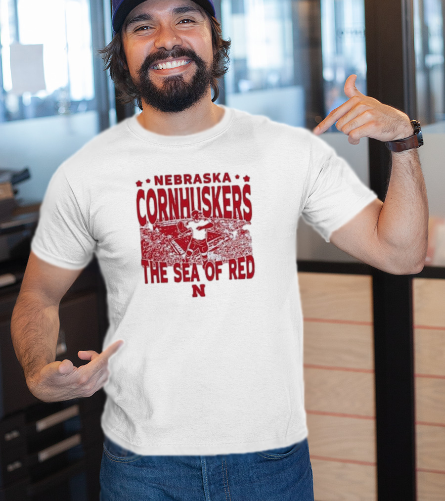 Nebraska Cornhuskers The Sea Of Red Stadium Scene T-Shirt