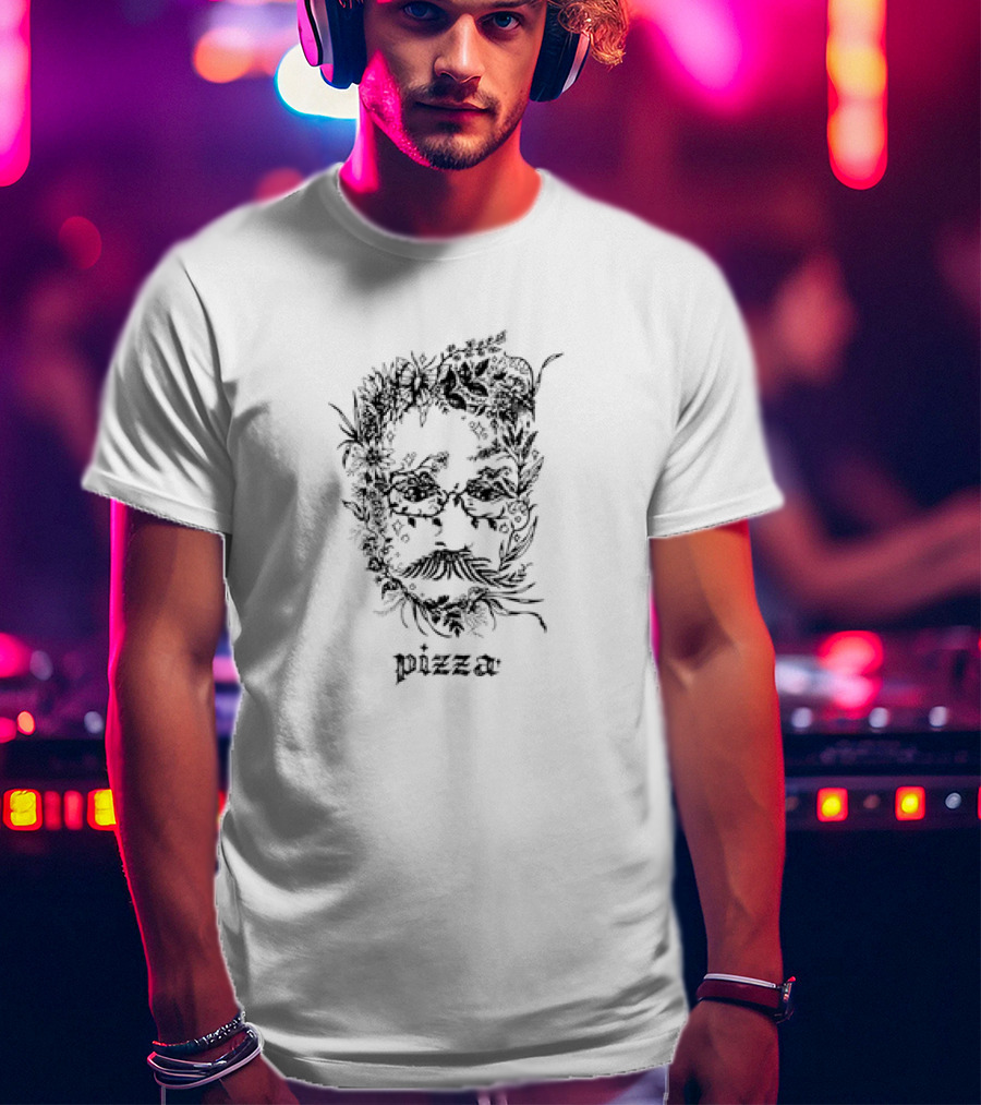 Pizzamas John Floral Face Pizza Motif T-Shirt
