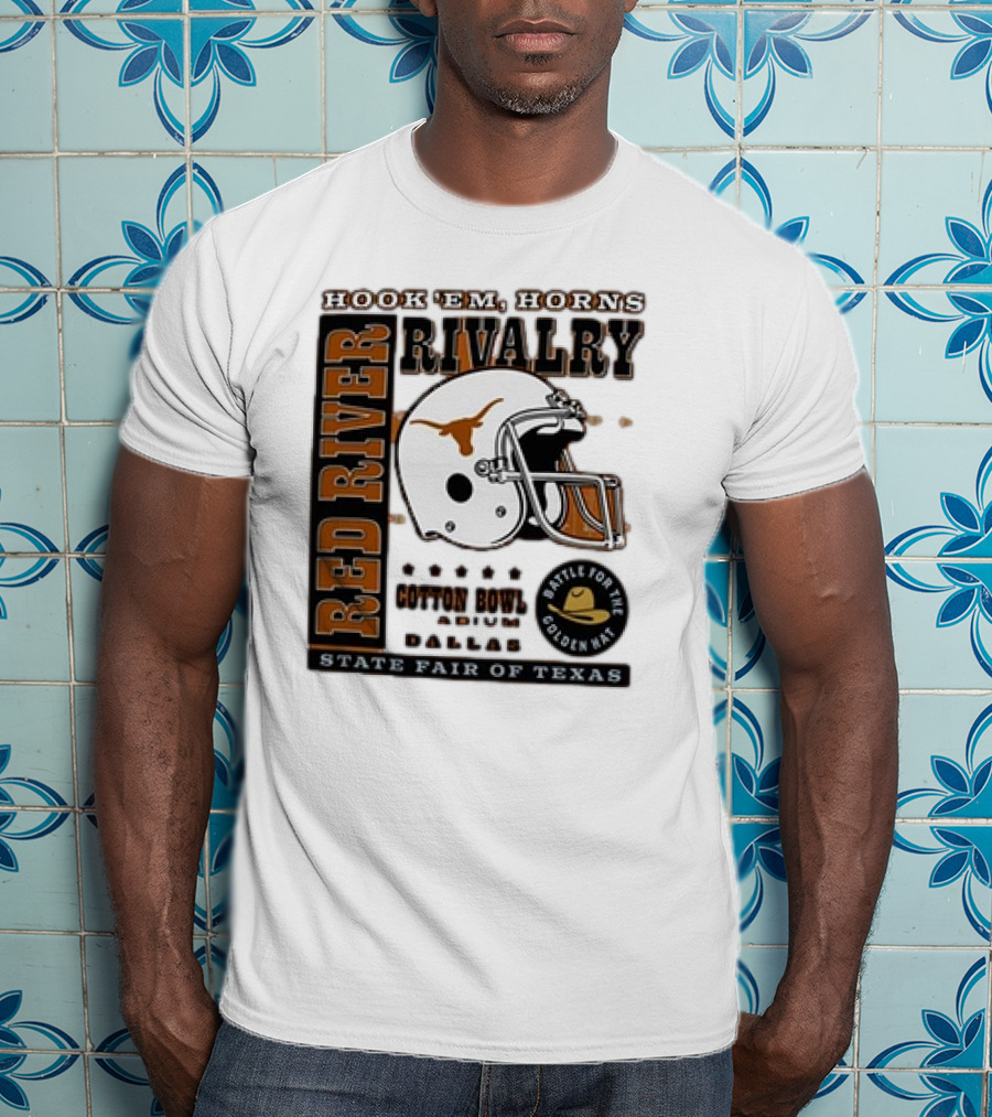 Hook Em Horns Red River Rivalry Cotton Bowl Dallas State Fair Of Texas Battle For The Golden Hat T-Shirt