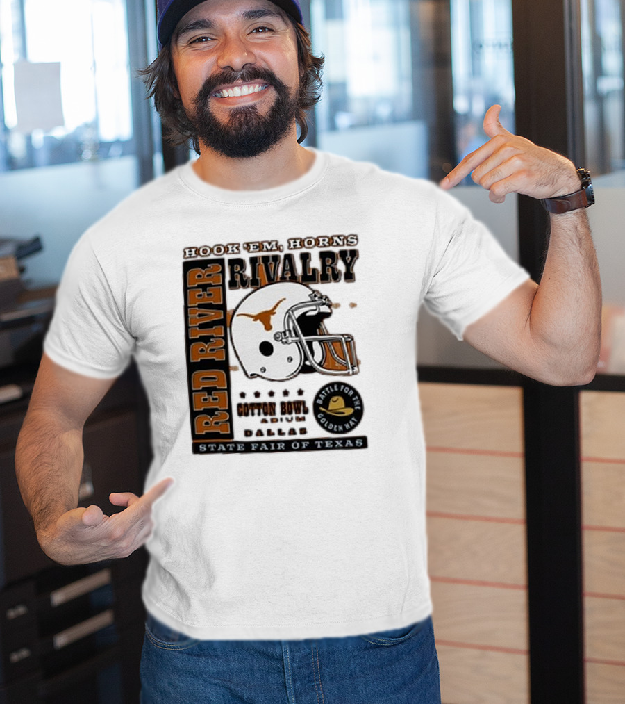 Hook Em Horns Red River Rivalry Cotton Bowl Dallas State Fair Of Texas Battle For The Golden Hat T-Shirt