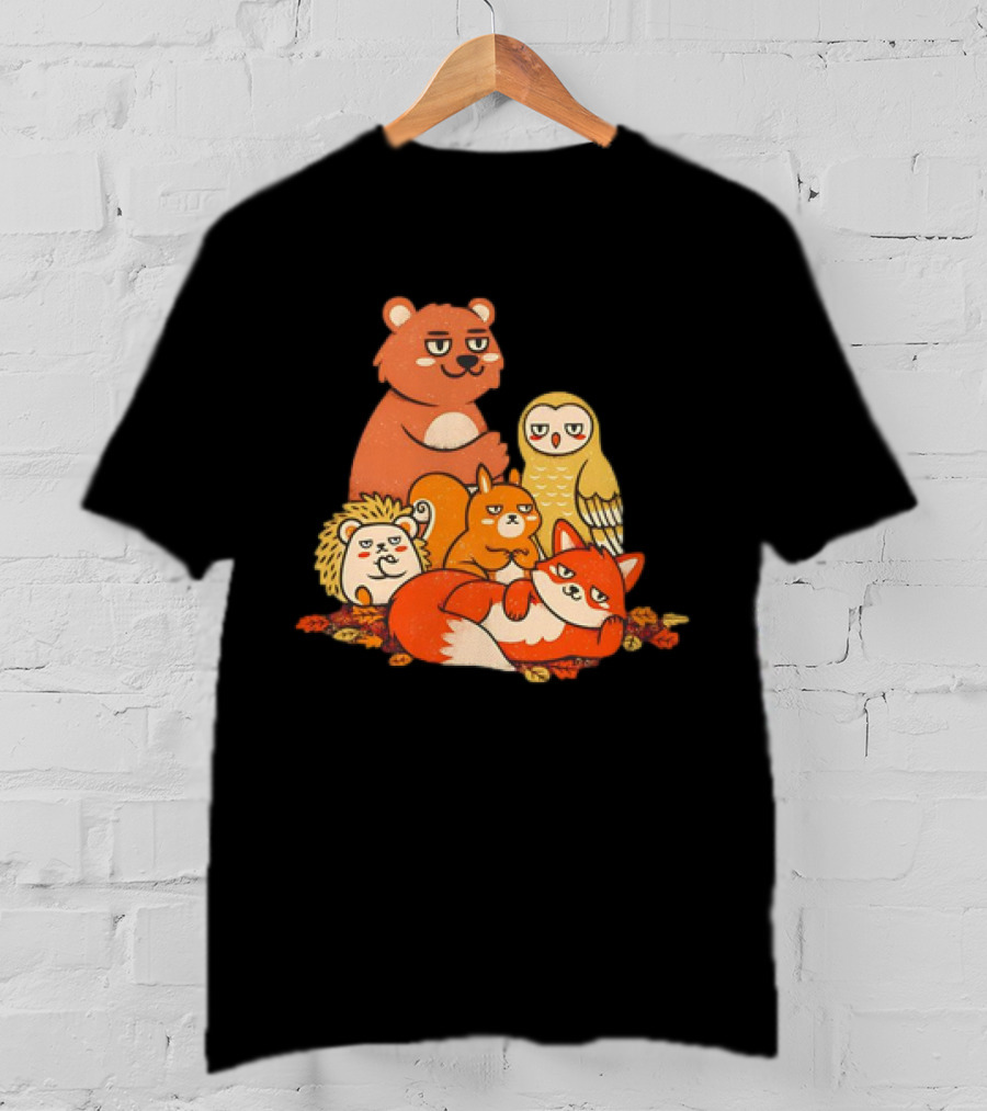 Animals X The Breakfast Club Autumn Edition With Hedgehog, Bear, Owl, Fox, Squirrel T-Shirt
