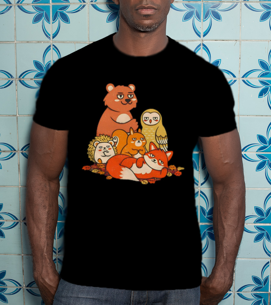 Animals X The Breakfast Club Autumn Edition With Hedgehog, Bear, Owl, Fox, Squirrel T-Shirt