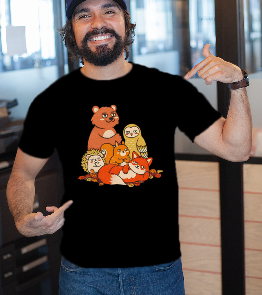 Animals X The Breakfast Club Autumn Edition With Hedgehog, Bear, Owl, Fox, Squirrel T-Shirt