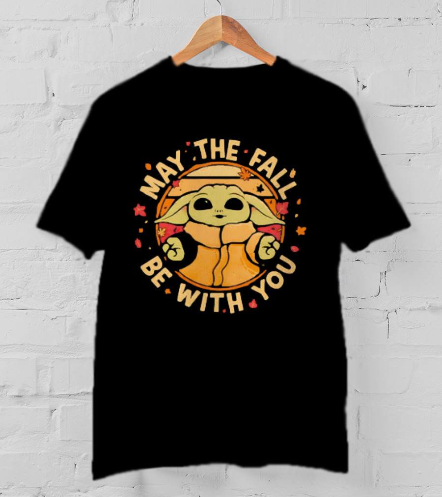Grogu Autumn May The Fall Be With You Leaves Star Wars Mandalorian Baby Yoda T-Shirt