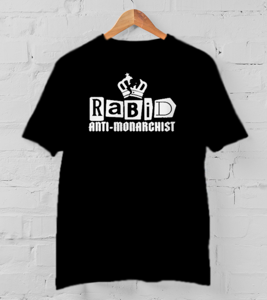 Rabid Anti-Monarchist Crown Icon Text T-Shirt