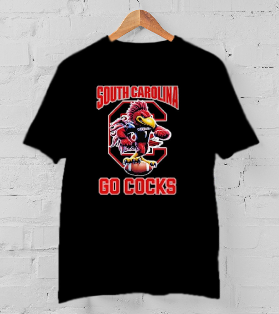 South Carolina Gamecocks Go Cocks Mascot Football T-Shirt