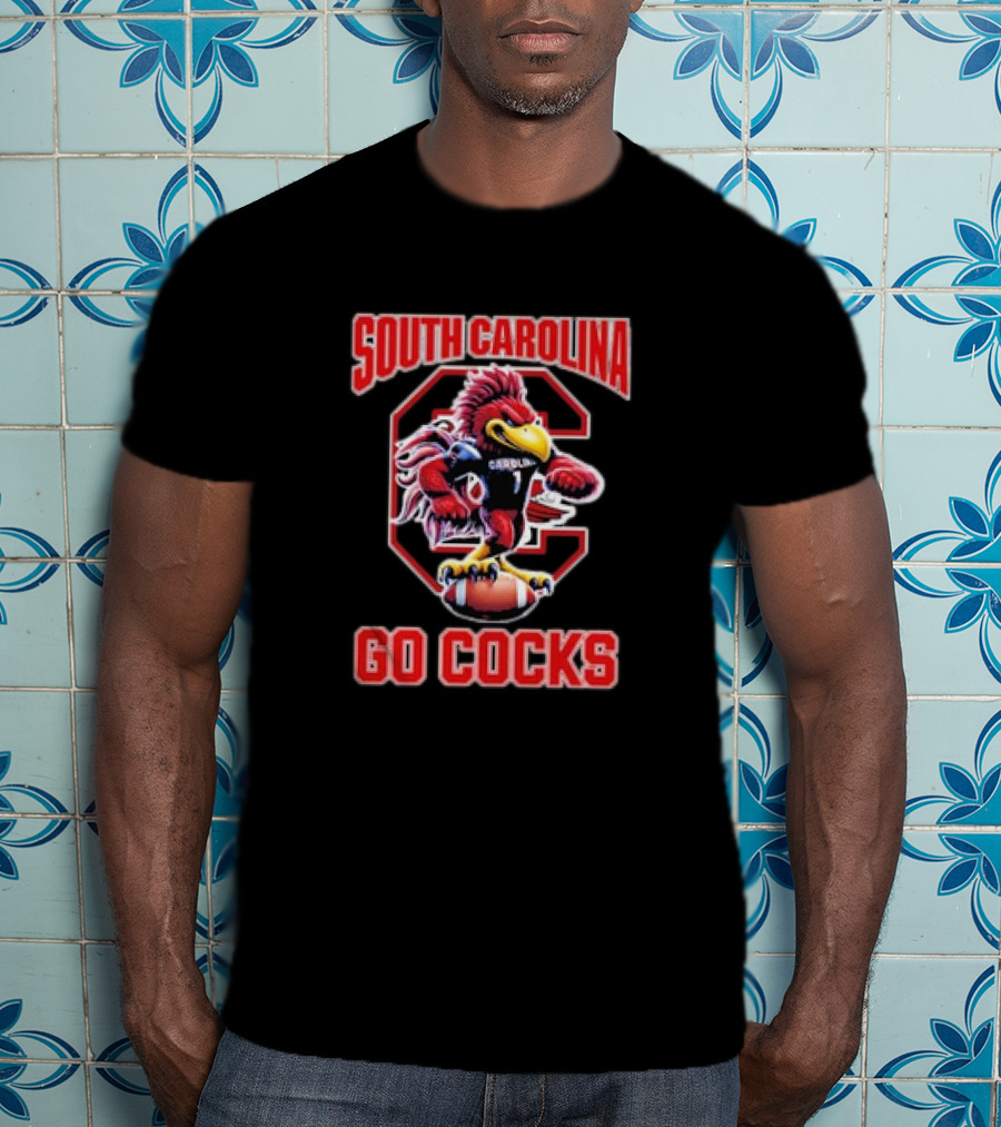 South Carolina Gamecocks Go Cocks Mascot Football T-Shirt
