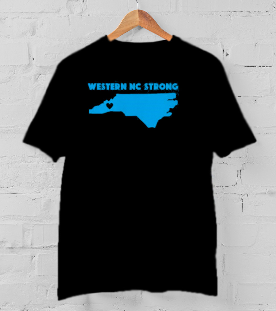 Western NC Strong Heart North Carolina Map T-Shirt