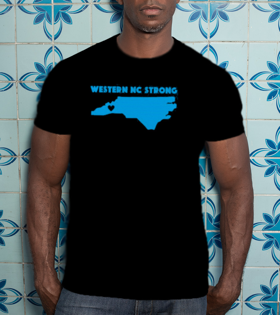 Western NC Strong Heart North Carolina Map T-Shirt