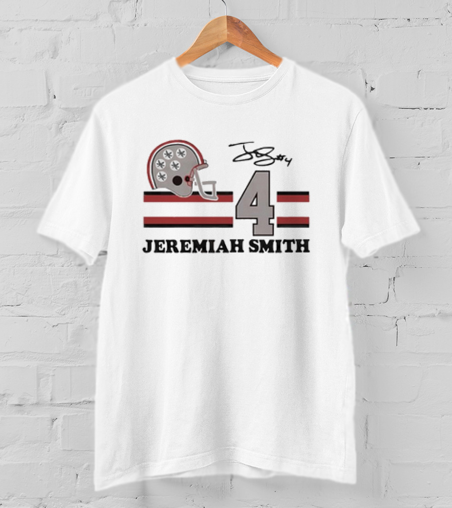 Ohio State Jeremiah Smith #4 Helmet Signature Football T-Shirt