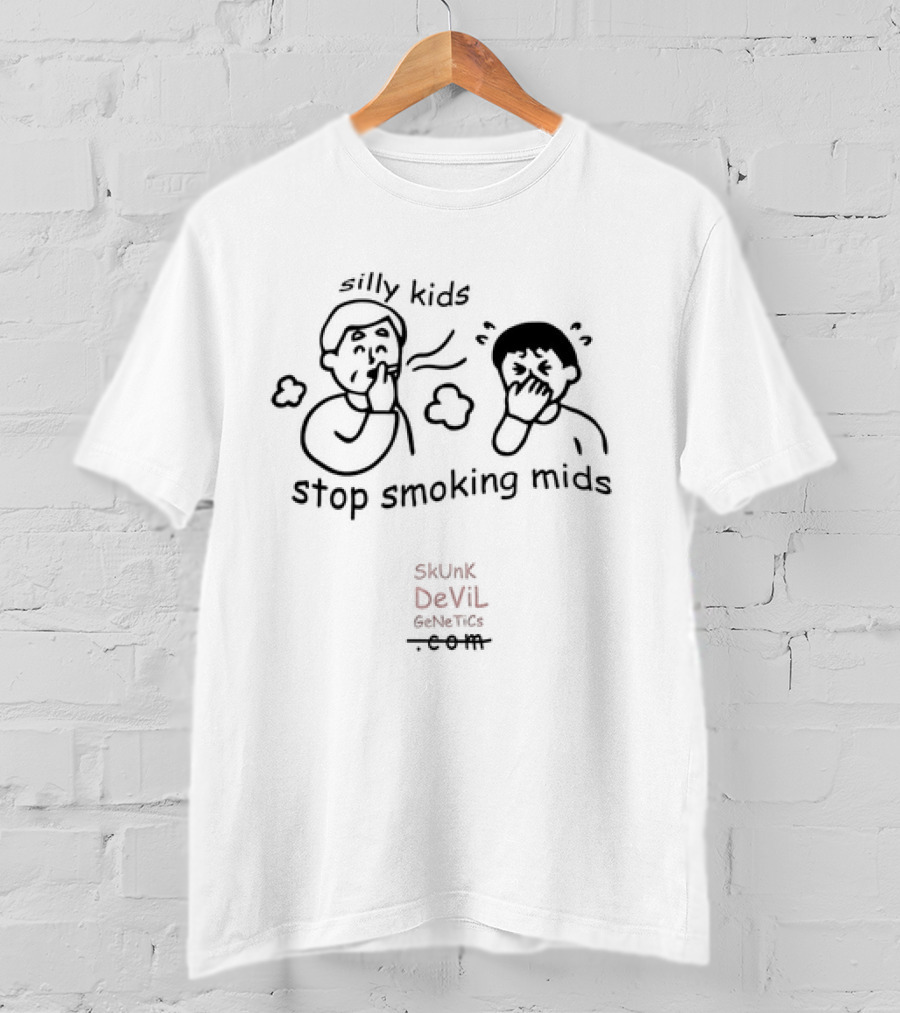 Silly Kids Stop Smoking Mids Skunk Devil Genetics T-Shirt