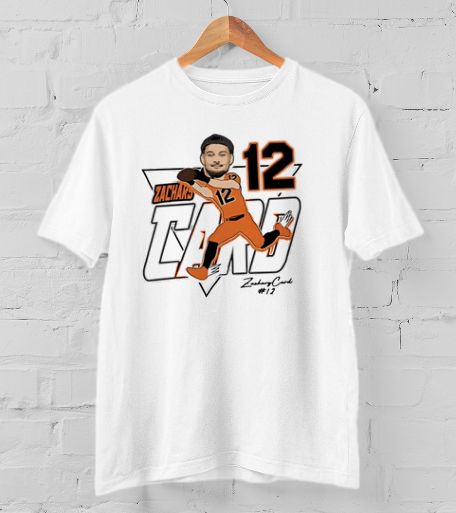 Zachary Card #12 Oregon State Beavers Football Player Caricature T-Shirt