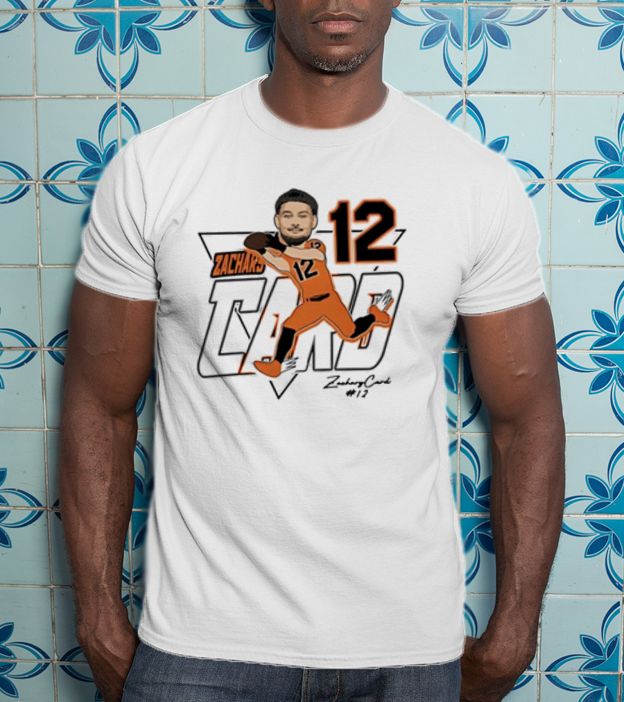 Zachary Card #12 Oregon State Beavers Football Player Caricature T-Shirt
