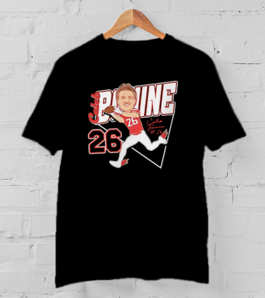 Caleb Bonine #26 Caricature Louisiana Ragin’ Cajuns Player Football T-Shirt