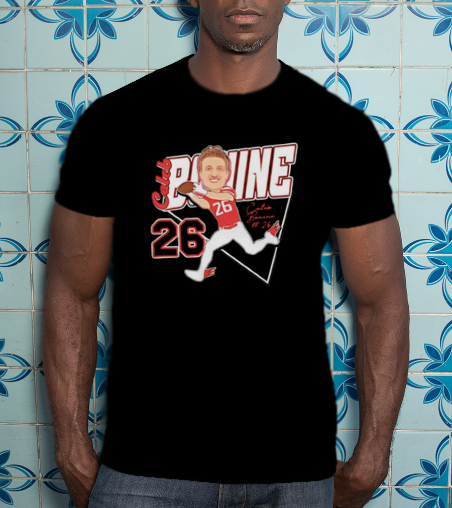 Caleb Bonine #26 Caricature Louisiana Ragin’ Cajuns Player Football T-Shirt