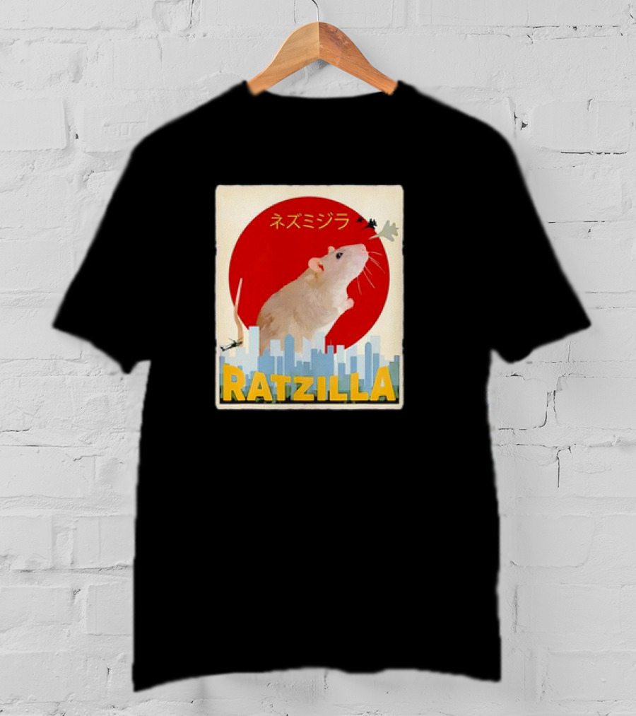 Ratzilla Japanese Anime Retro Cute Rat Mouse Cityscape Iconic T-Shirt