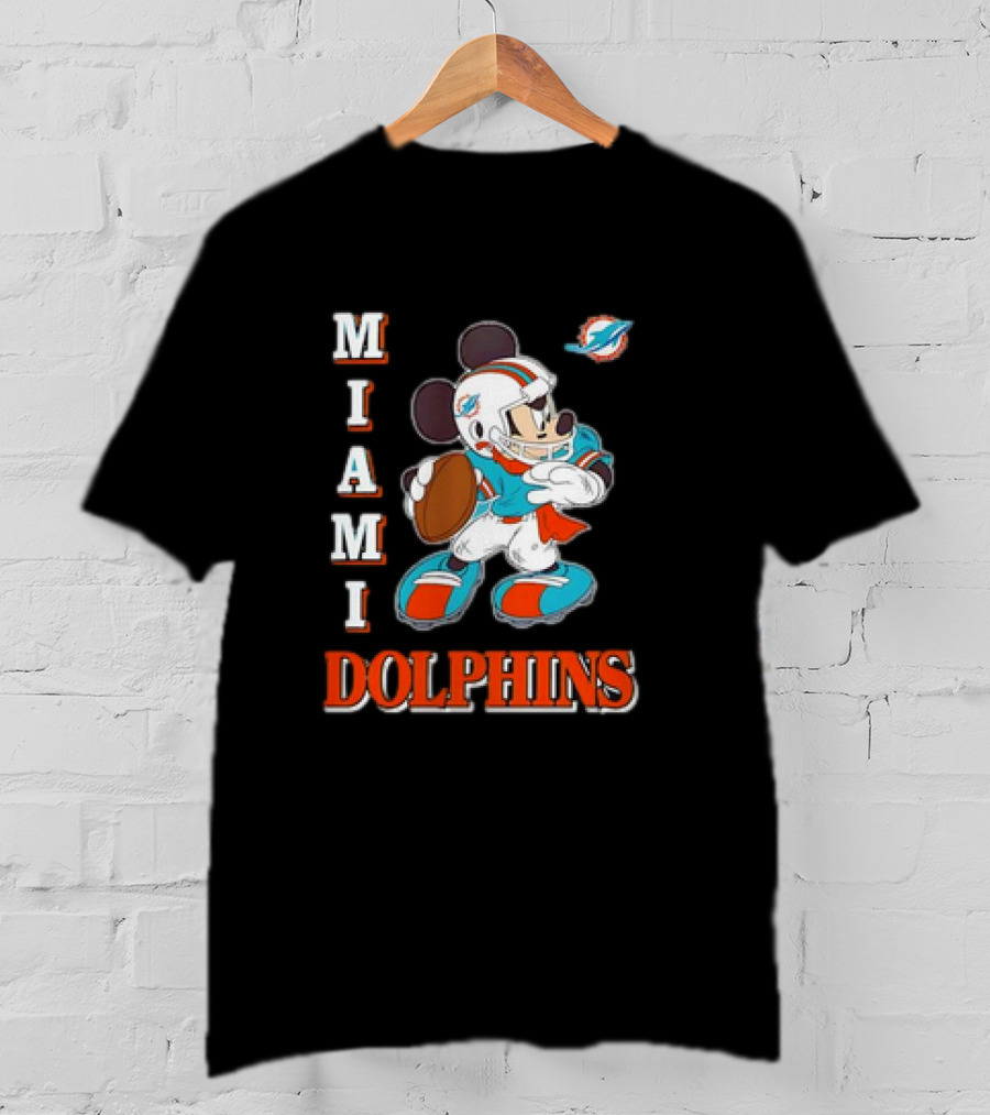 Mickey Mouse Miami Dolphins Football T-Shirt