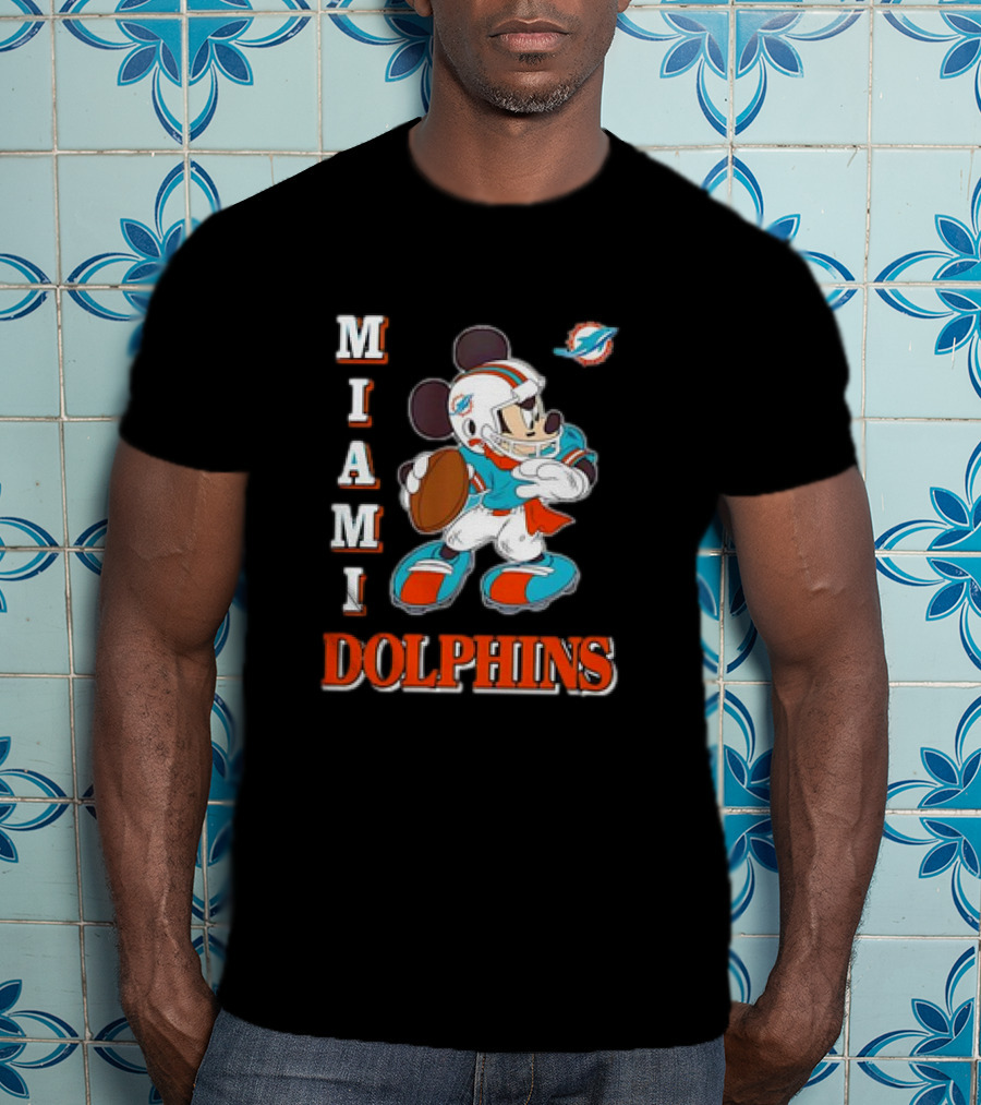Mickey Mouse Miami Dolphins Football T-Shirt