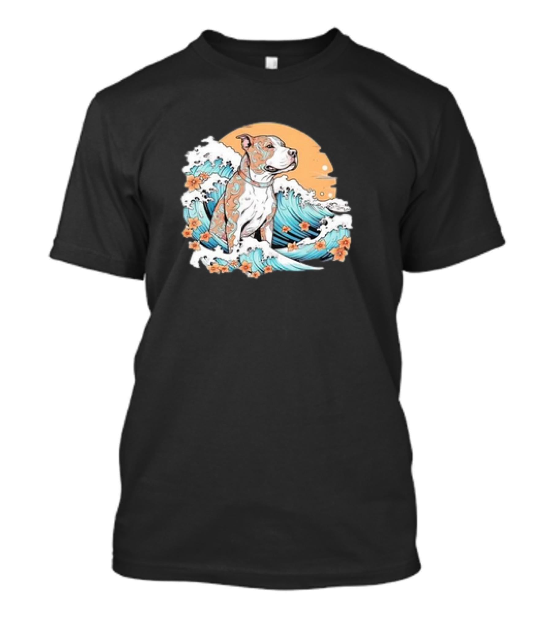 Summer Retro Pitbull Mom Dog Mama Beach Vibes Dog Wave T-Shirt